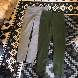 2 Fabletics High Waist Powerhold green/gray sz sm